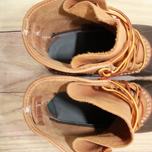 LL BEAN 8" Unlined Brown Leather Duck Bean Boots Size 8 Wide - Picture 10 of 10
